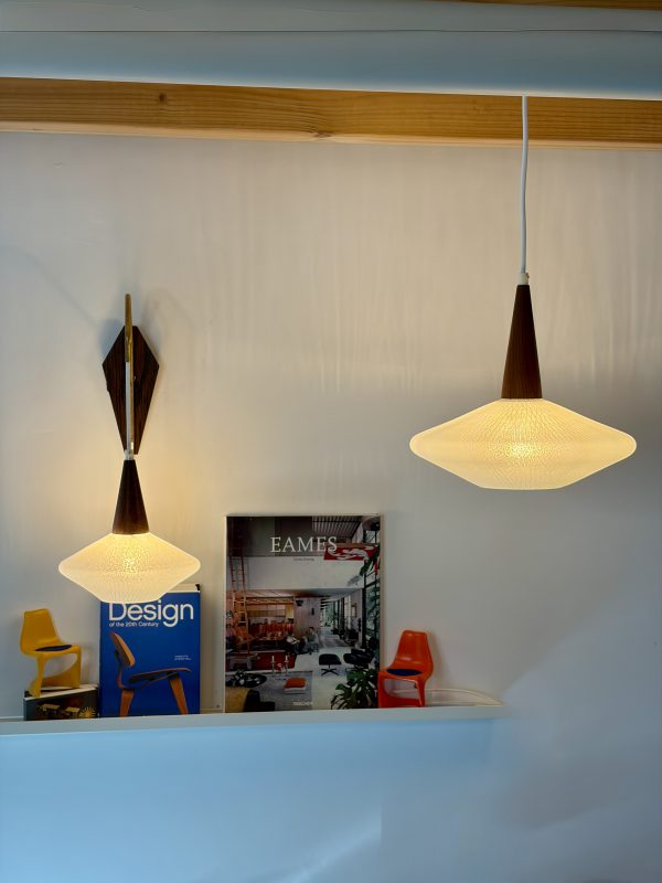 Mid-century set: wandlamp en hanglamp
